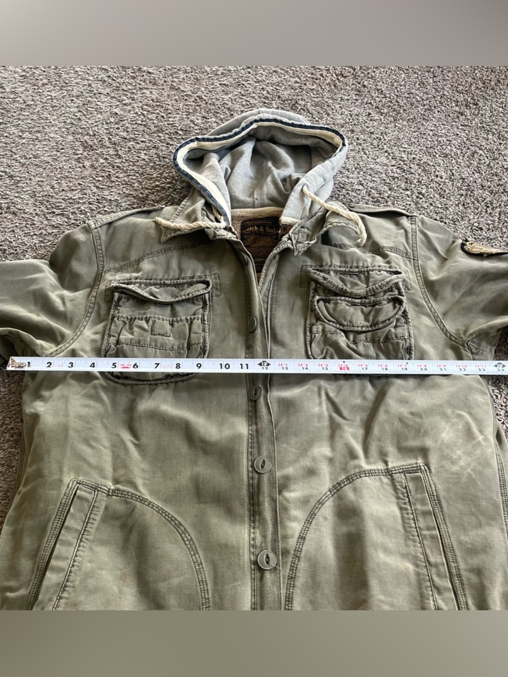 Scotch & Soda Large Women's Green Military Field Jacket Zip Up Utility M65 FLAWS - Picture 7 of 10